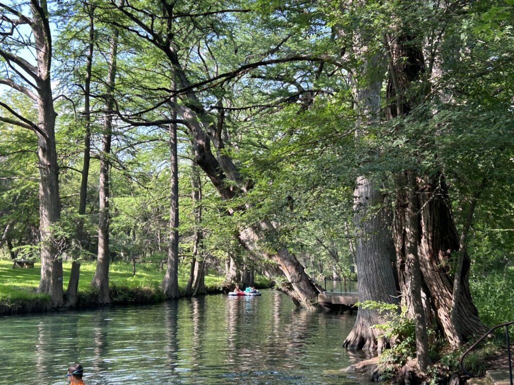 Swimming area of Blue Hole Regional Park, summer family activities in Wimberley